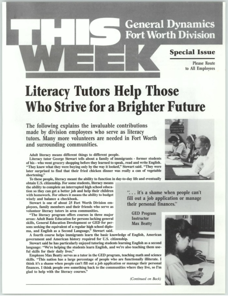 literacy volunteers newsletter c. 1988