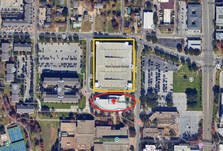 Map and Parking - The Commons, UTA - Literacy Texas