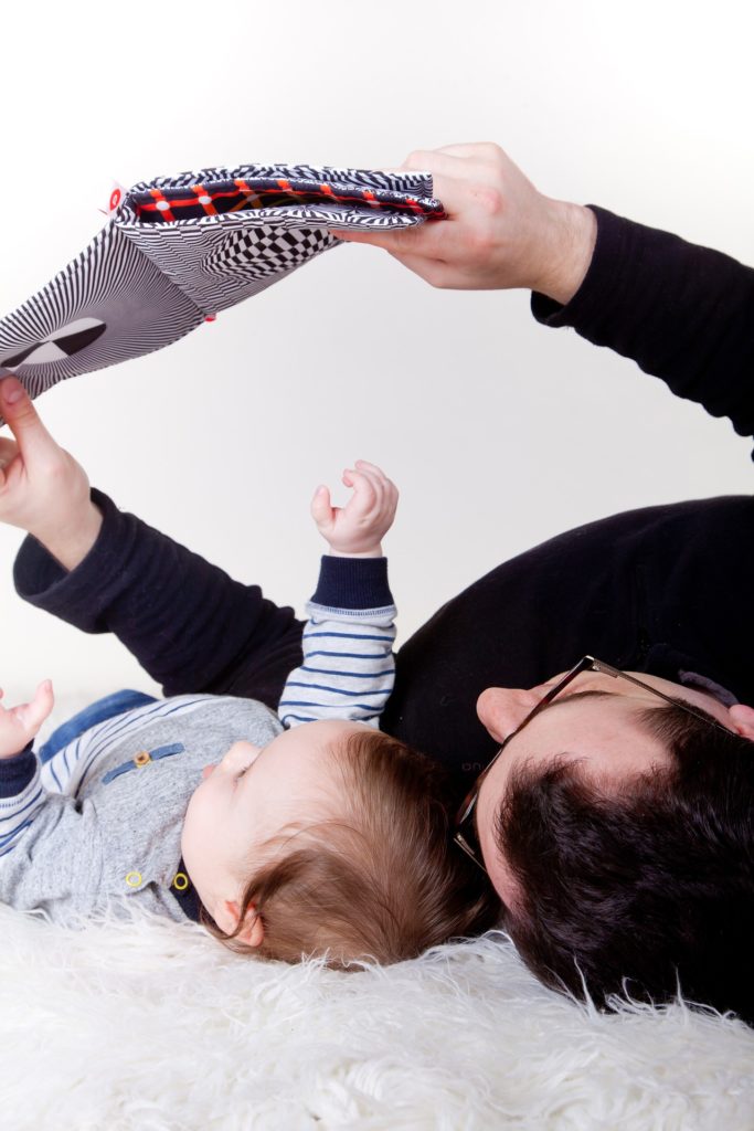 father and son reading