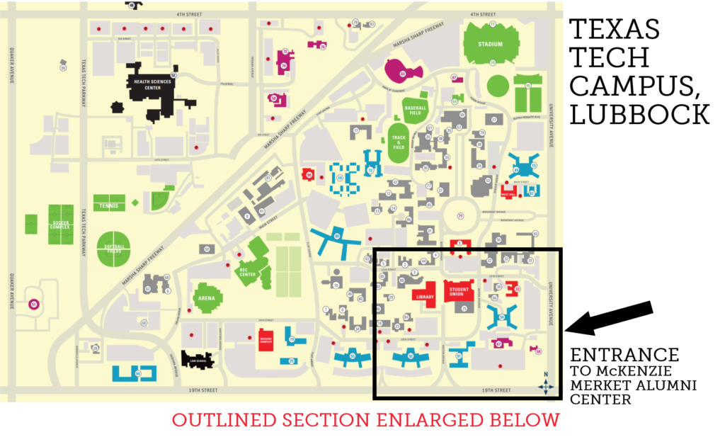 Venue & Parking Map, McKenzie-Merket Alumni Center, Texas Tech